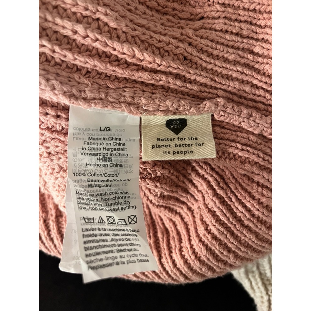 Madewell Ombre Dip‎ Dye Courtland Cardigan Sweater Beige Pink Cotton Size L - Picture 5 of 10